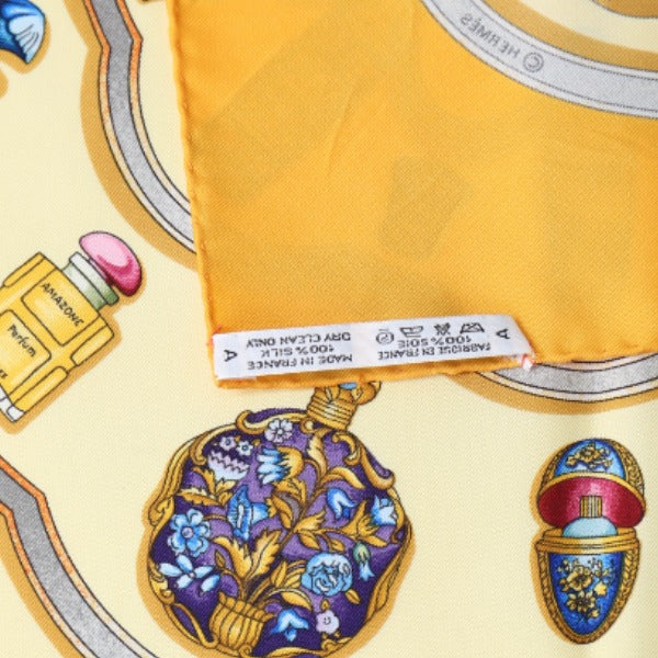 HERMES Scarf
 Carre 90 Scarf Silk Twill Silk Perfume Bottle Yellow [SS]
 【second hand】 