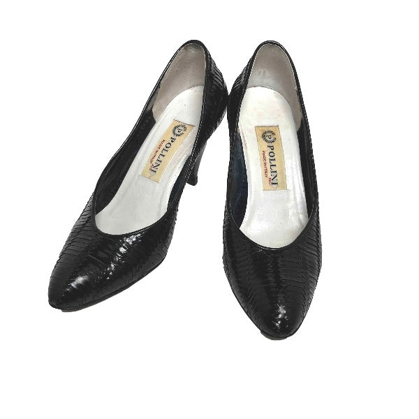 POLLINI pumps
 VERO CUOIO Crocodile Embossed Black [SS]
 【second hand】 