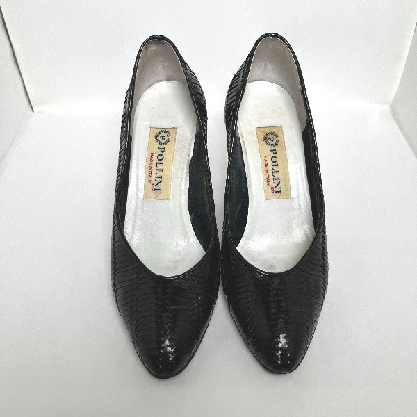 POLLINI pumps
 VERO CUOIO Crocodile Embossed Black [SS]
 【second hand】 