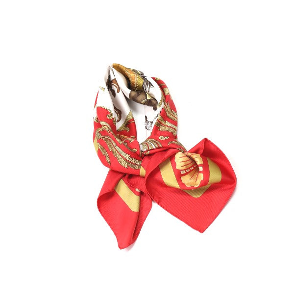 HERMES Scarf
 Carré 90 Cheval Jurc Turkish Horse Silk Carré 90 Red [SS]
 【second hand】 