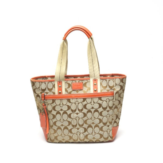 コーチ COACH トートバッグ
 シグネチャー キャンバス 肩掛け レザー 8679 オレンジ 【SS】
 【中古】