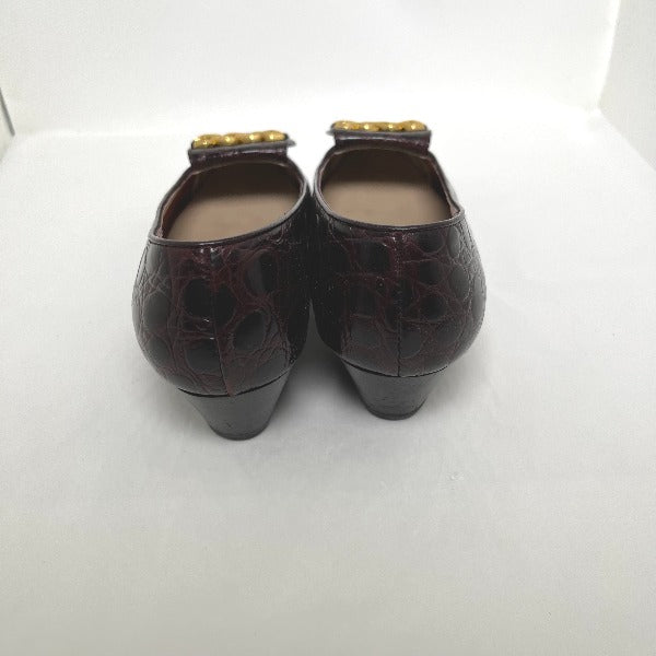 Salvatore Ferragamo Pumps
 Crocodile embossed 5 1/2 C wine red [SS]
 【second hand】 