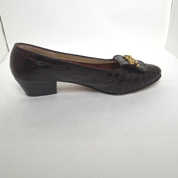 Salvatore Ferragamo Pumps
 Crocodile embossed 5 1/2 C wine red [SS]
 【second hand】 