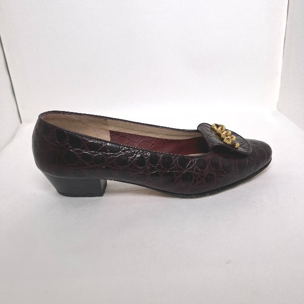 Salvatore Ferragamo Pumps
 Crocodile embossed 5 1/2 C wine red [SS]
 【second hand】 