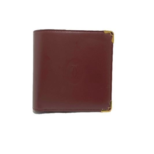 CARTIER Bi-fold wallet
 
Compact wallet with coin purse, leather, wine red [SS]
 【second hand】 