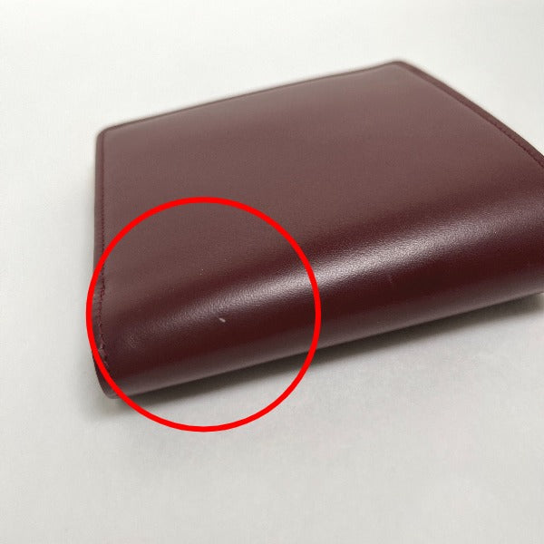 CARTIER Bi-fold wallet
 
Compact wallet with coin purse, leather, wine red [SS]
 【second hand】 