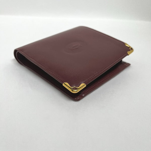 CARTIER Bi-fold wallet
 
Compact wallet with coin purse, leather, wine red [SS]
 【second hand】 