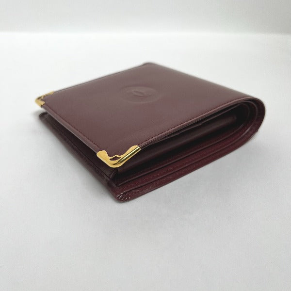 CARTIER Bi-fold wallet
 
Compact wallet with coin purse, leather, wine red [SS]
 【second hand】 