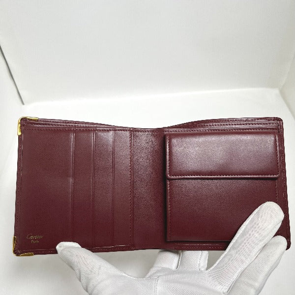 CARTIER Bi-fold wallet
 
Compact wallet with coin purse, leather, wine red [SS]
 【second hand】 