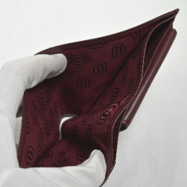 CARTIER Bi-fold wallet
 
Compact wallet with coin purse, leather, wine red [SS]
 【second hand】 