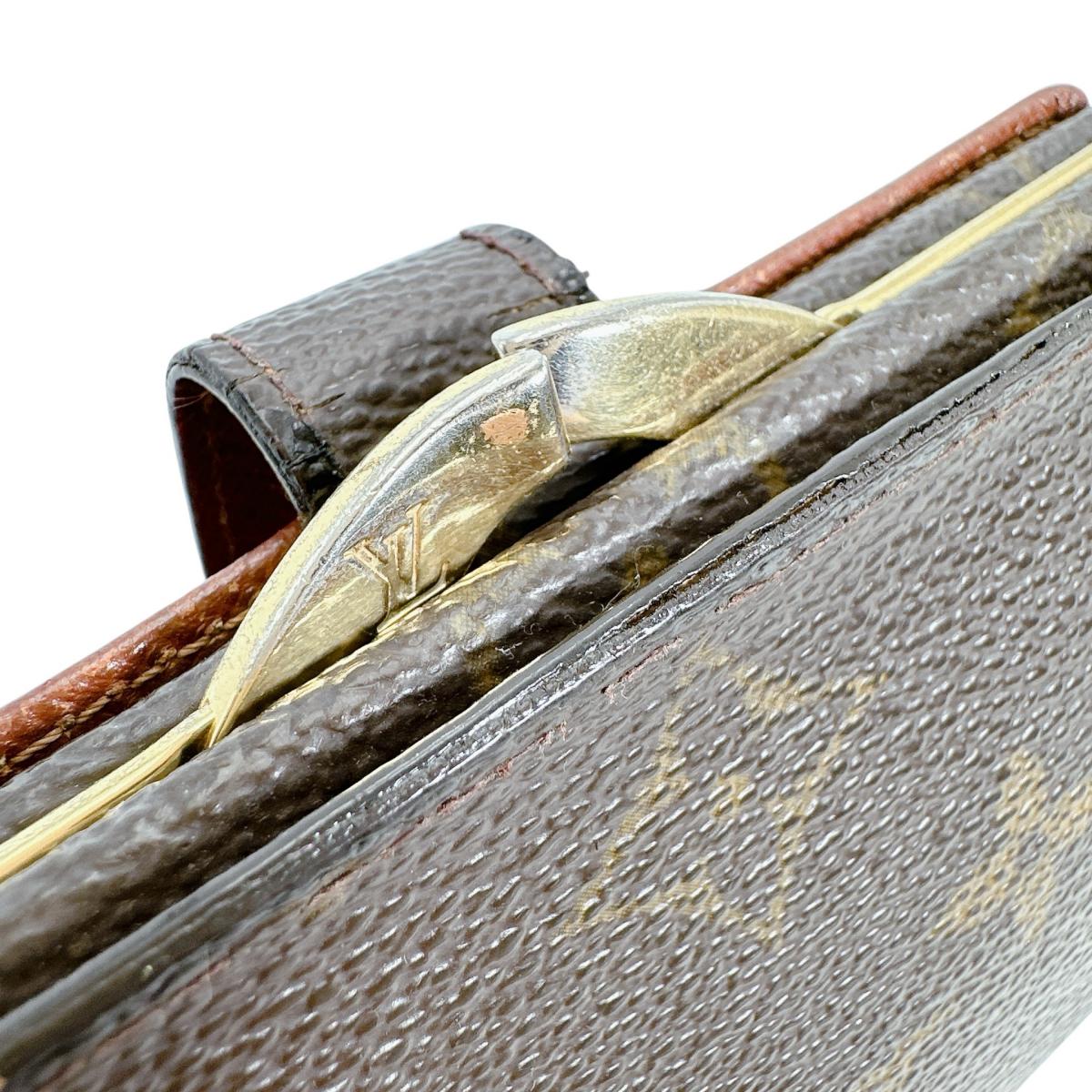 ルイヴィトン LOUIS VUITTON 二つ折り財布
 カード用ポケット付がま口財布 モノグラム ポルト モネ・ビエ ヴィエノア モノグラムキャンバス M61663 ブラウン LV
 【SS】
 【中古】