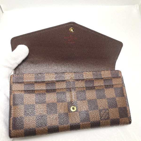 Louis Vuitton LOUIS VUITTON Long Wallet
 Round Zip Damier Wallet Sarah Damier Canvas N63209 Ebene LV
 [SS]
 【second hand】 