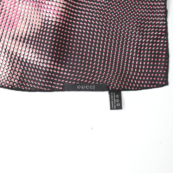 GUCCI Scarf
 100% Silk Scarf Dot Silk Pink x Black [SS]
 【second hand】 