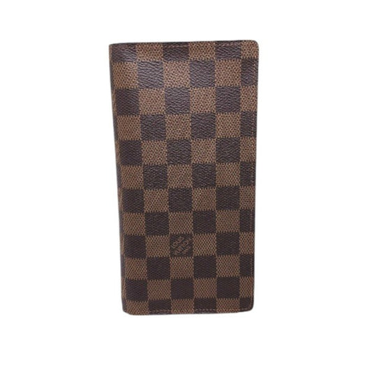 ルイヴィトン LOUIS VUITTON 二つ折り財布
 カード用ポケット付札入れ ダミエ ポルトフォイユ・ブラザ ダミエキャンバス N60017 ブラウン LV
 【SS】
 【中古】