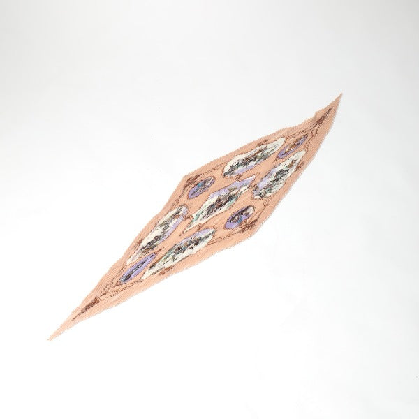 エルメス HERMES スカーフ
 プリーツスカーフ プリーツカレ ムガル王朝の馬 シルク ピンクベージュ 【SS】
 【中古】
