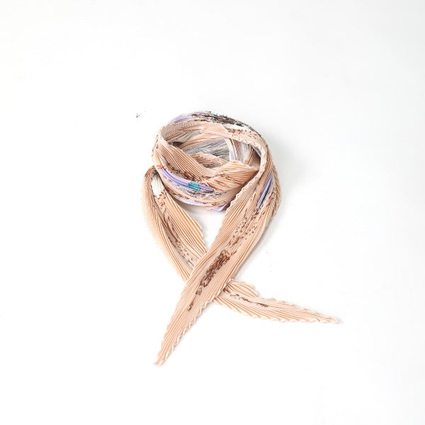 HERMES Scarf
 Pleated scarf, horse pattern, silk, pink beige [SS]
 【second hand】 