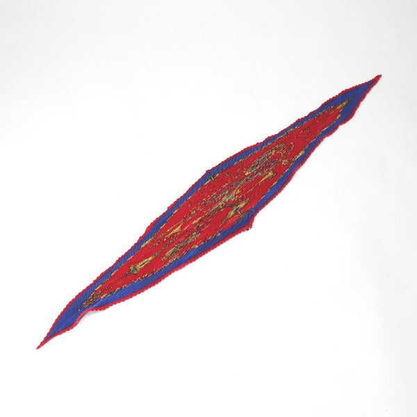 HERMES Scarf
 Pleated scarf, jewel pattern, silk, blue x red [SS]
 【second hand】 