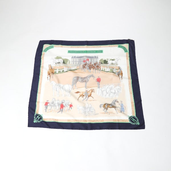 HERMES Scarf
 LES HARAS NATIONAUX Carré 90 Silk Carré 90 Navy [SS]
 【second hand】 