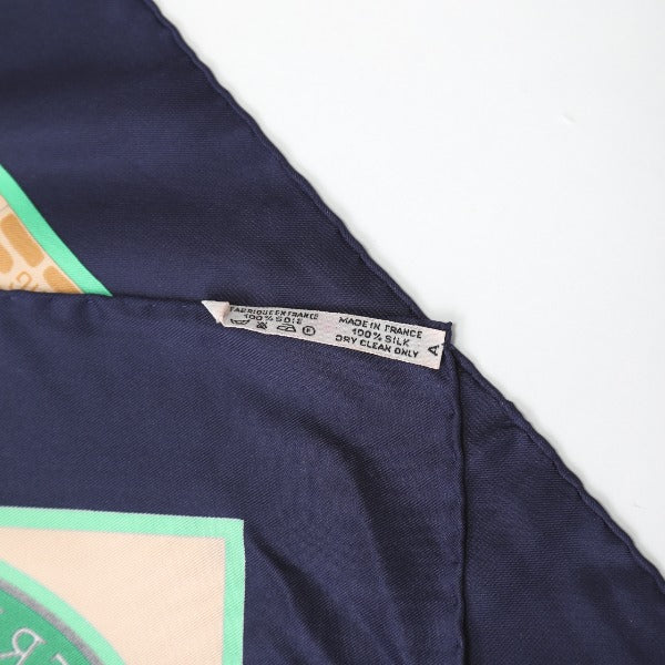 HERMES Scarf
 LES HARAS NATIONAUX Carré 90 Silk Carré 90 Navy [SS]
 【second hand】 