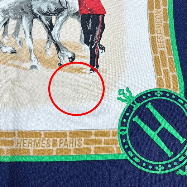 HERMES Scarf
 LES HARAS NATIONAUX Carré 90 Silk Carré 90 Navy [SS]
 【second hand】 