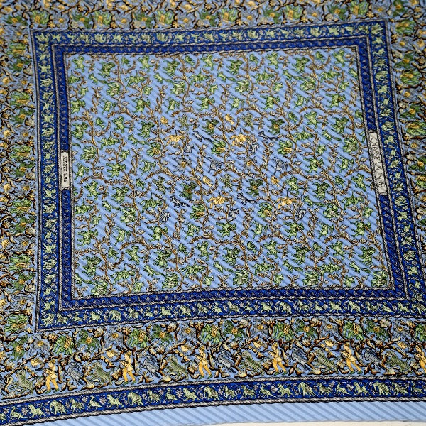 HERMES Scarf
 100% Silk Pleated Silk Blue [SS]
 【second hand】 