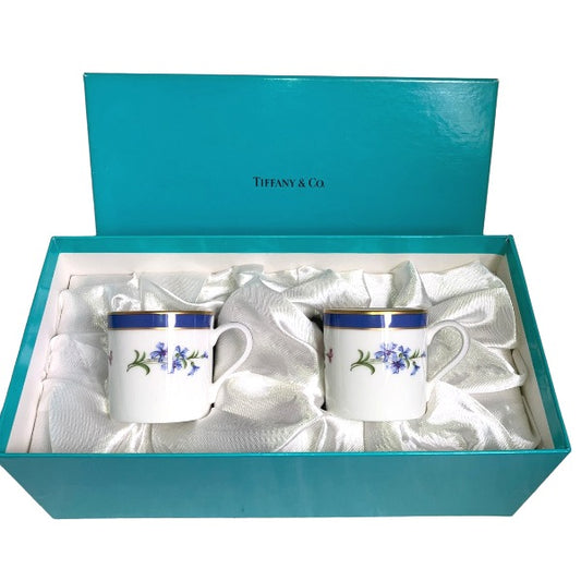 Tiffany &amp; Co. Mug
 
Cup &amp; Saucer Floral Demitasse with Box Set of 2 Not specified Blue [SS]
 【second hand】 