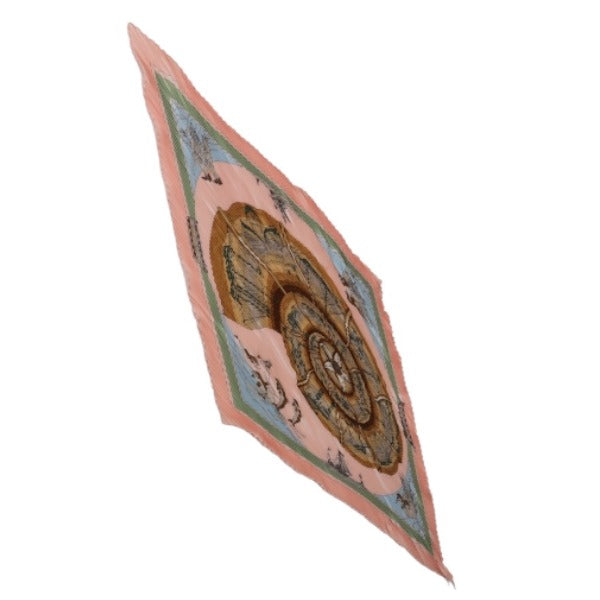 HERMES Scarf
 Diamond-shaped pleated scarf, 100% silk, pink [SS]
 【second hand】 