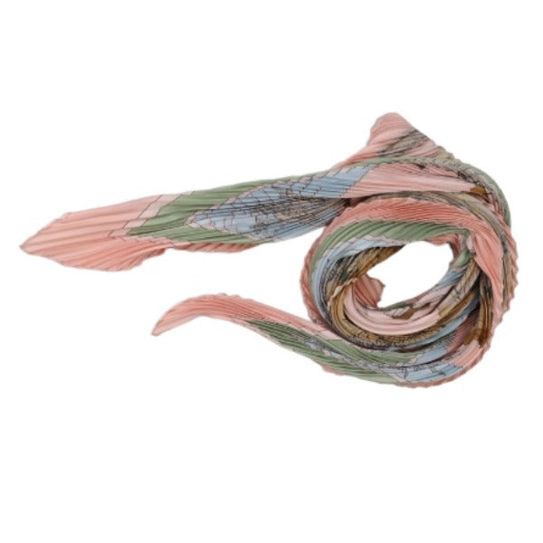 HERMES Scarf
 Diamond-shaped pleated scarf, 100% silk, pink [SS]
 【second hand】 