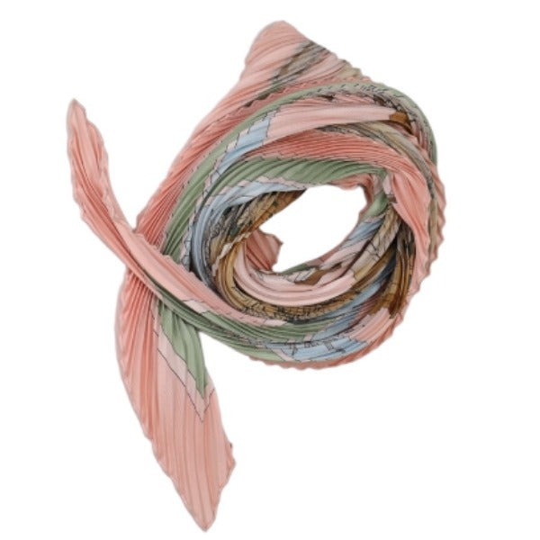 HERMES Scarf
 Diamond-shaped pleated scarf, 100% silk, pink [SS]
 【second hand】 