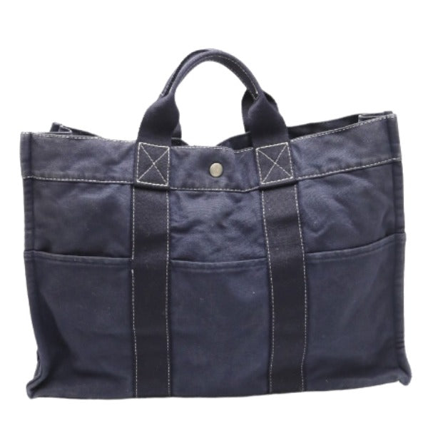 Hermes HERMES Tote Bag
 Handbag Deauville Canvas Navy [SS]
 【second hand】 