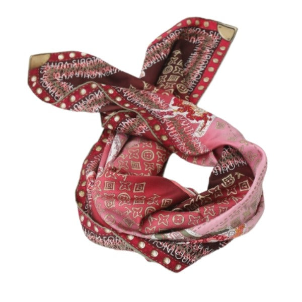 LOUIS VUITTON Scarf
 Silk Red LV
 [SS]
 【second hand】 