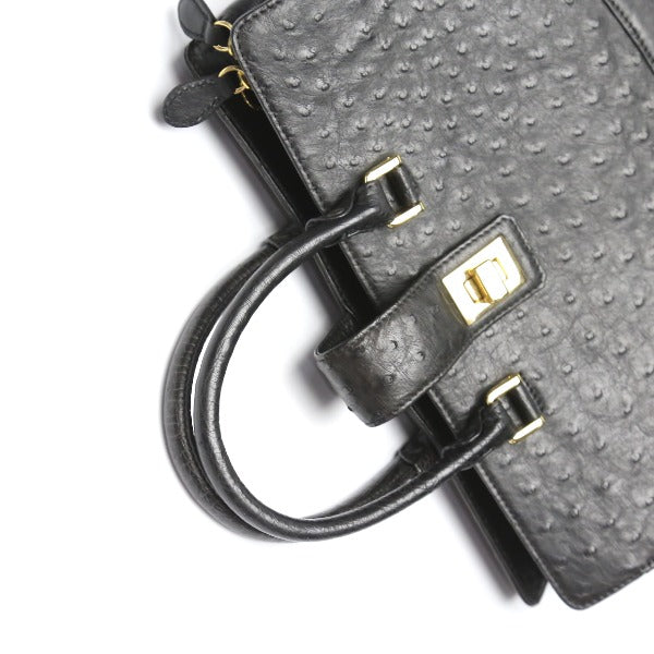 Ostrich handbag
 Shoulder 2way Full Point Ostrich Black [SS]
 【second hand】 