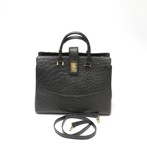 Ostrich handbag
 Shoulder 2way Full Point Ostrich Black [SS]
 【second hand】 