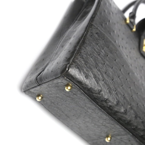 Ostrich handbag
 Shoulder 2way Full Point Ostrich Black [SS]
 【second hand】 