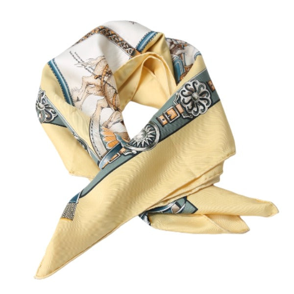 HERMES Scarf
 Draft Horse Carre 90 100% Silk Yellow [SS]
 【second hand】 