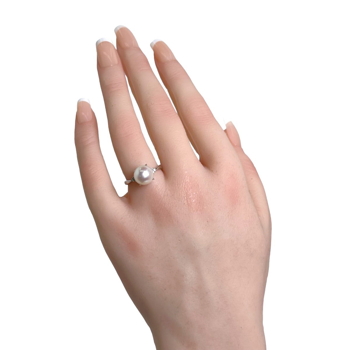 Rings
 K18WG Side melee diamonds, size 13, pearl, K18 white gold ring, white [SS]
 【second hand】 