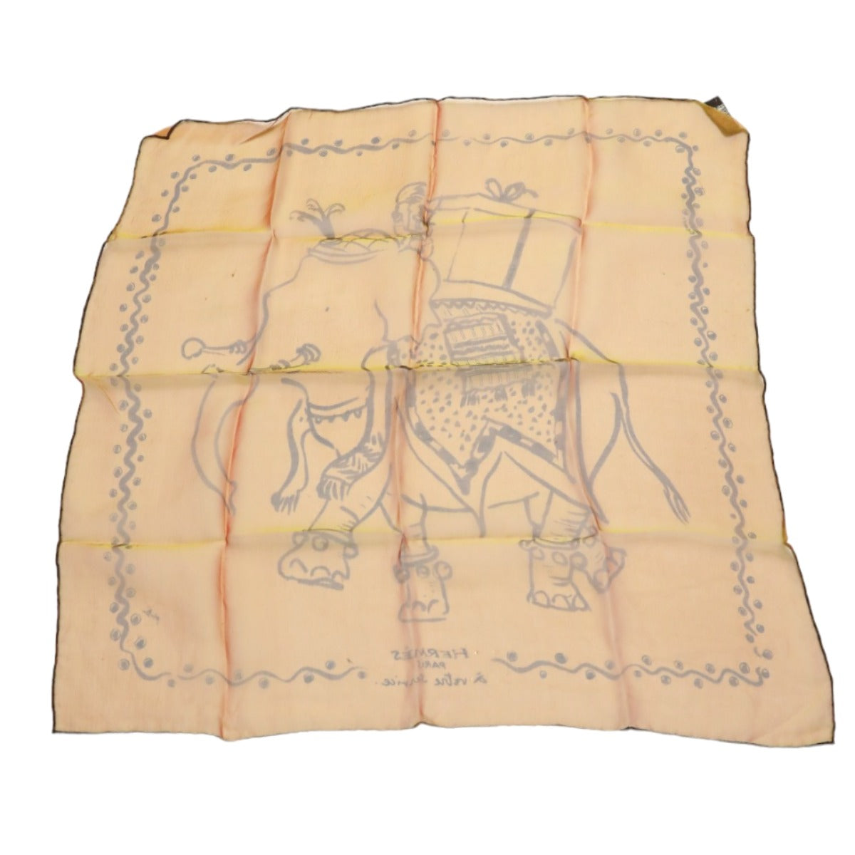 エルメス HERMES スカーフ
 プチカレ 荷物を運ぶ象 カレ40 シルク オレンジ 【SS】
 【中古】