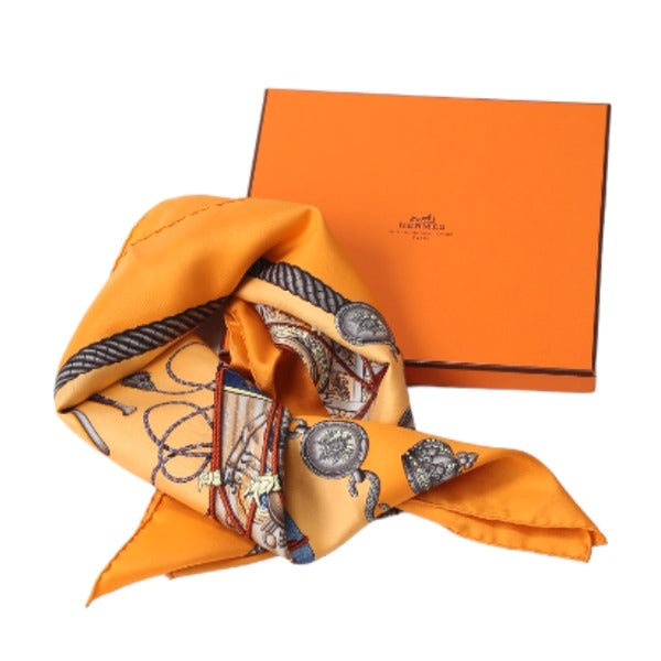 HERMES Scarf
 Scarf Carre 90 100% Silk Orange [SS]
 【second hand】 