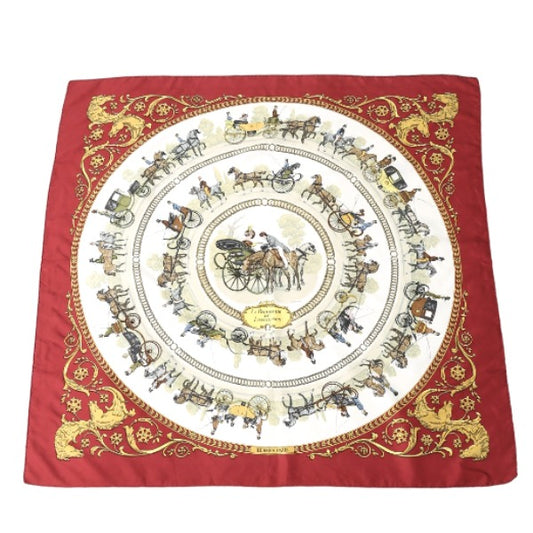 HERMES Scarf
 Carré 90 100% Silk Red [SS]
 【second hand】 