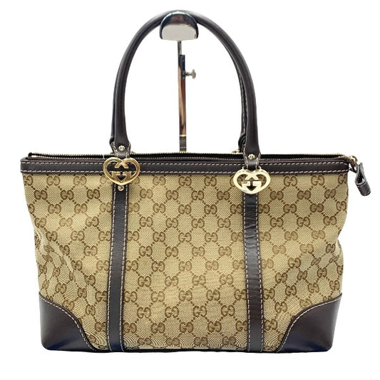 グッチ GUCCI トートバッグ
 ハンドバッグ GG柄 キャンバス GGキャンバス 257069 ベージュ 【SS】
 【中古】
