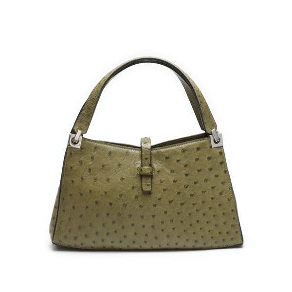 Ostrich handbag
 Handbag Ostrich Khaki [SS]
 【second hand】 