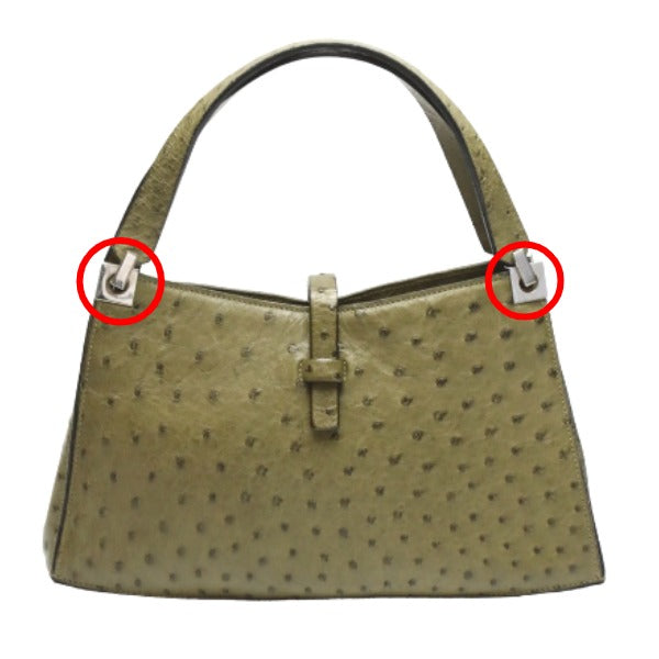 Ostrich handbag
 Handbag Ostrich Khaki [SS]
 【second hand】 