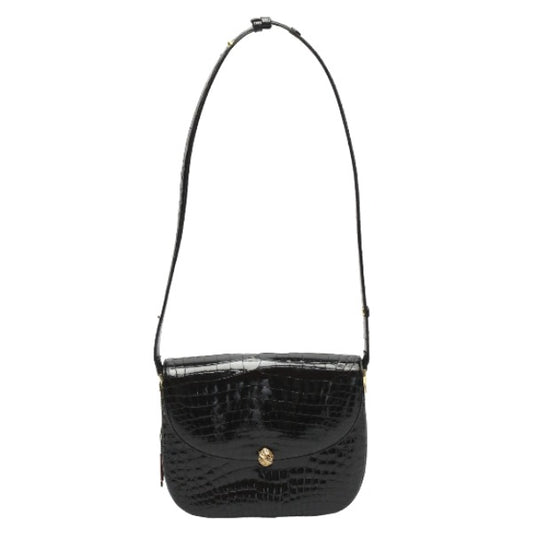 CROCODILE Shoulder Bag
 Shoulder bag, defective, crocodile, black [SS]
 【second hand】 