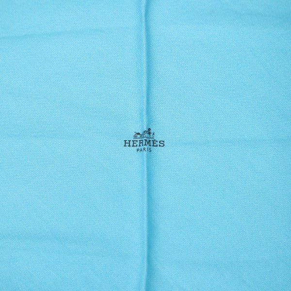 HERMES Scarf
 Scarf Cashmere x Silk Diamond Shape Silk Blue [SS]
 【second hand】 