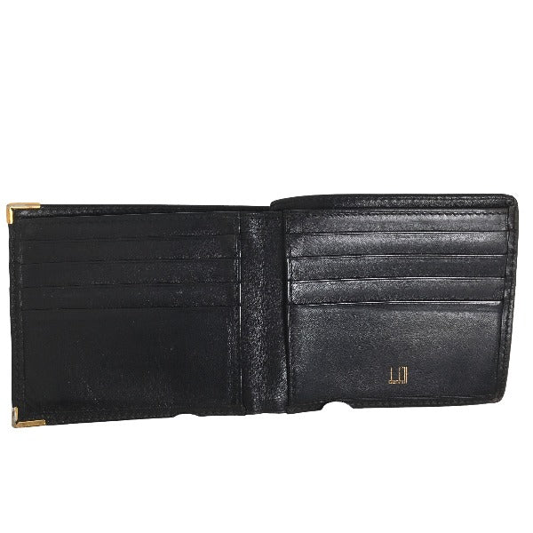 ダンヒル Dunhill 二つ折り財布
 二つ折り財布 無地 レザー ブラック 【SS】
 【中古】