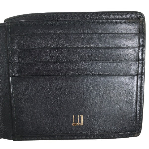 ダンヒル Dunhill 二つ折り財布
 二つ折り財布 無地 レザー ブラック 【SS】
 【中古】