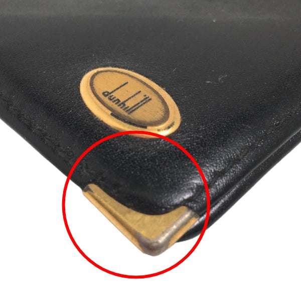 ダンヒル Dunhill 二つ折り財布
 二つ折り財布 無地 レザー ブラック 【SS】
 【中古】
