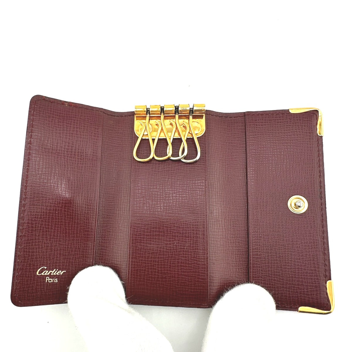 カルティエ CARTIER キーケース
 キーホルダー マスト カーフ 4P カーフ L3000062 ボルドー 【SS】
 【中古】