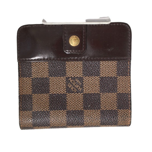 ルイヴィトン LOUIS VUITTON 二つ折り財布
 カード用ポケットファスナー付財布 ダミエ コンパクト・ジップ ダミエキャンバス N61668 ブラウン LV
 【SS】
 【中古】