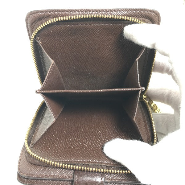 ルイヴィトン LOUIS VUITTON 二つ折り財布
 カード用ポケットファスナー付財布 ダミエ コンパクト・ジップ ダミエキャンバス N61668 ブラウン LV
 【SS】
 【中古】